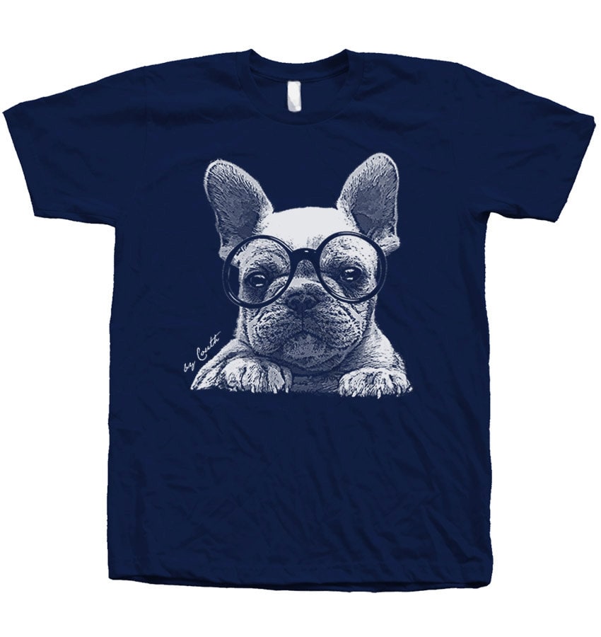 French Bulldog Tshirt Unisex Hand Screen Print American Apparel Crew Neck Available S , M L Xl Xxl 26 Color Option