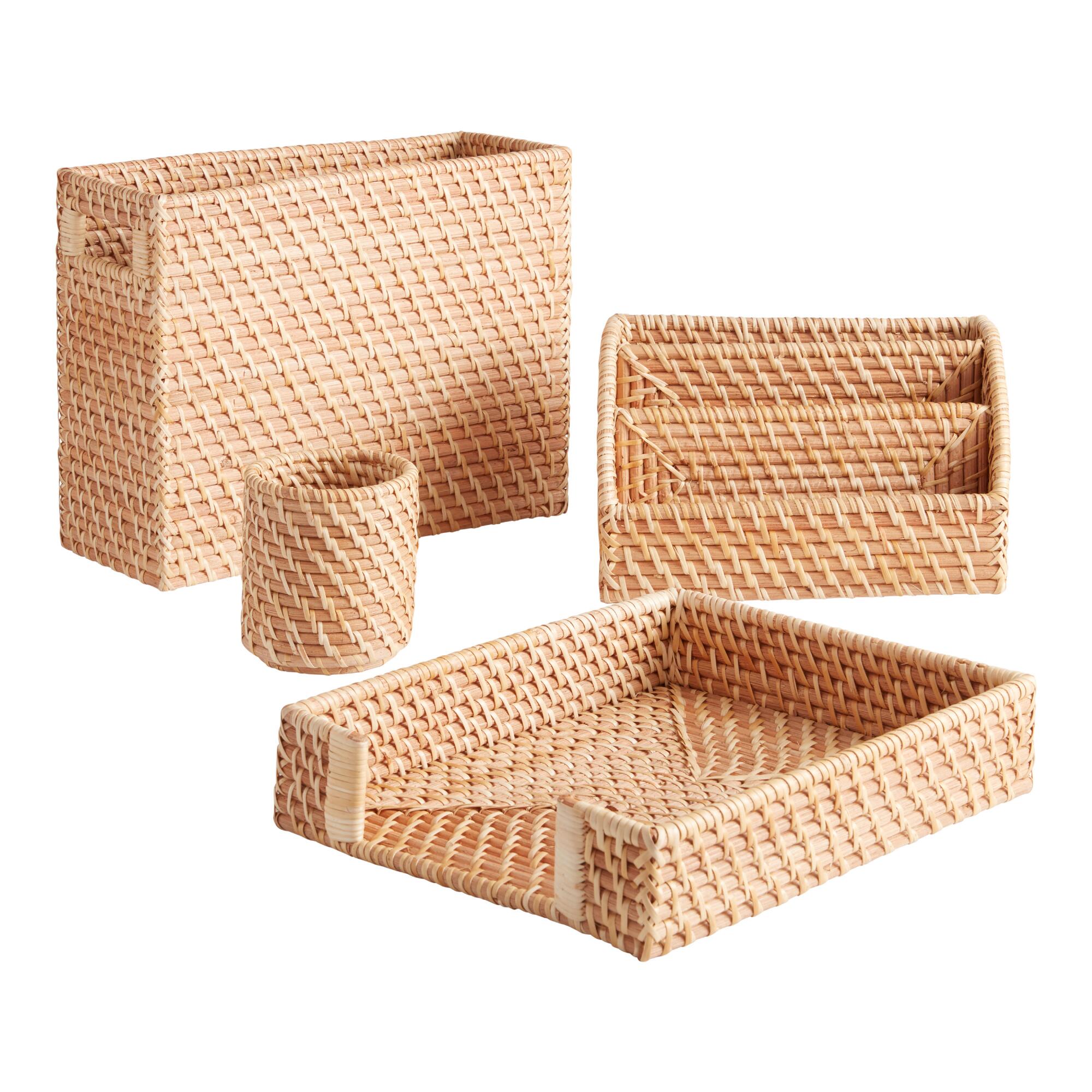 Natural Rattan Benson Desk Accessories Collection by World Market