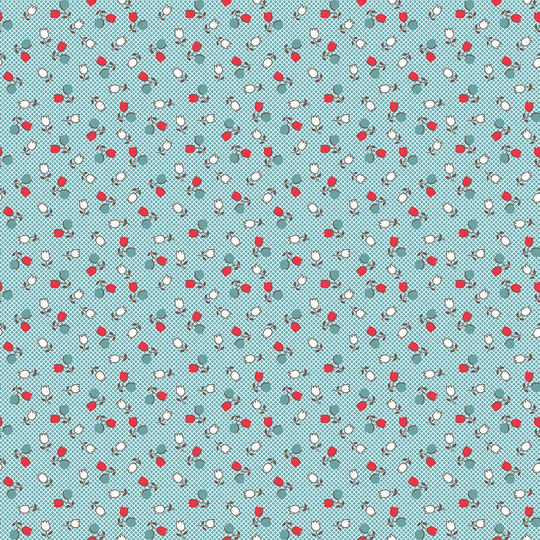 Lori Holt Cook Book Fabric By Riley Blake - Aqua Blue Tulips Floral The 1/2 Yard Or Fat Quarter