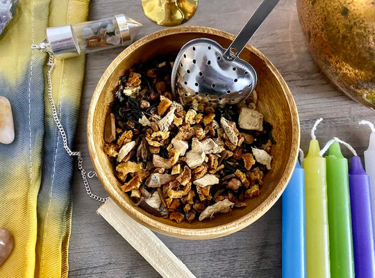 Custom Loose Leaf Tea Blend | Spiritual, Witchy Intention Charmed Ball Infuser Add-On Love, Protection, Dreams, Deity Tins