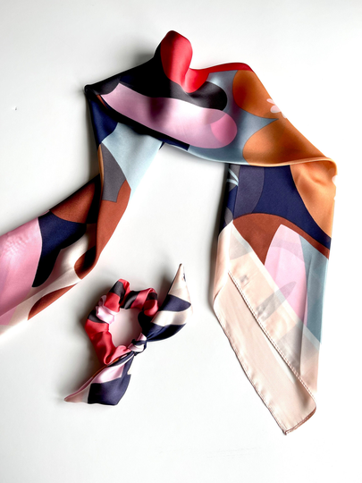 Satin Series Scarves & Scrunchie | Retro Floral Silk Hair Scarf Neckerchief Braid