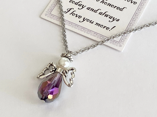 Mother's Necklace, Daughter To Mom, Angel Necklace, Birthday Gift For Mother, Mom, Mother My Honoring, Son Mom