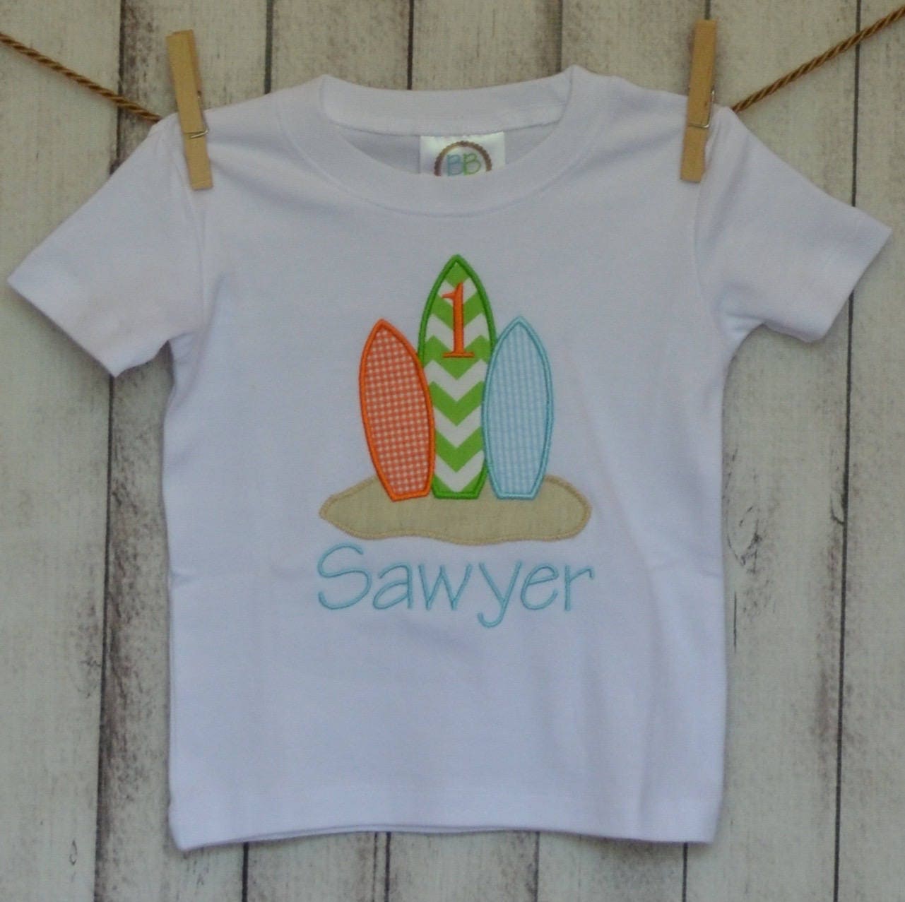 Personalized Surfboards Applique Shirt Or Bodysuit Boy Girl