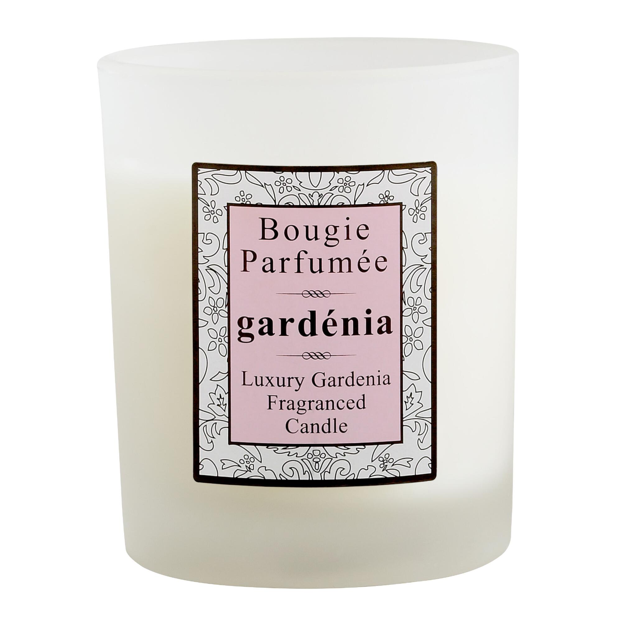 Gardenia Bougie Parfumee Scented Candle: Purple/White - Wax by World Market