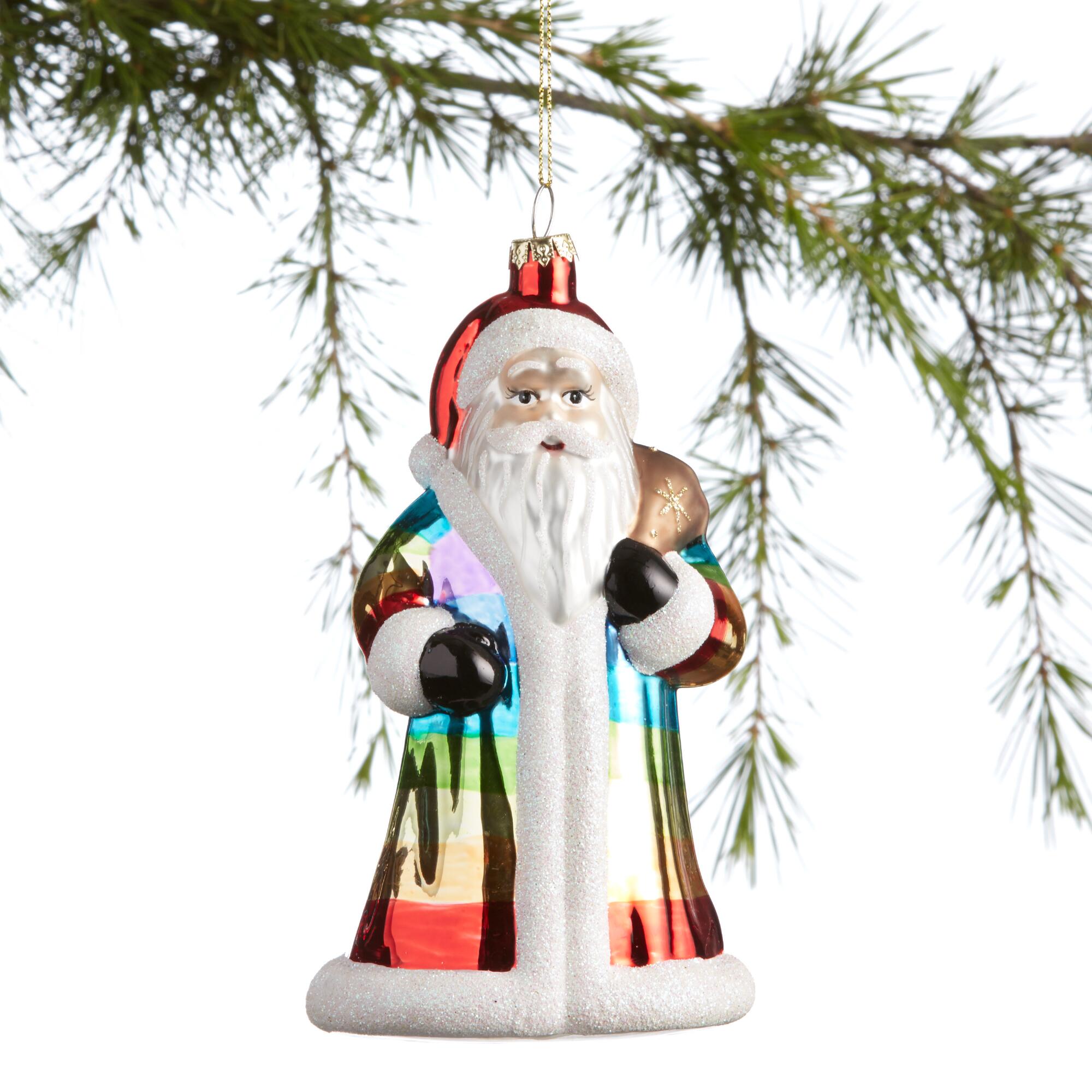 Rainbow Glass Santa Ornament: Multi by World Market