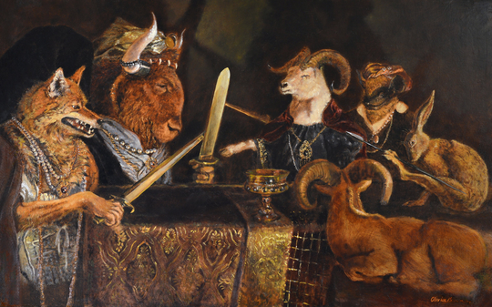 Conspiration Of The Beasts - Ram, Coyote, & Bison Print