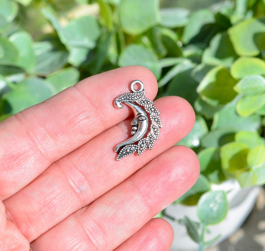 5 Moon Silver Tone Charms Sc1669