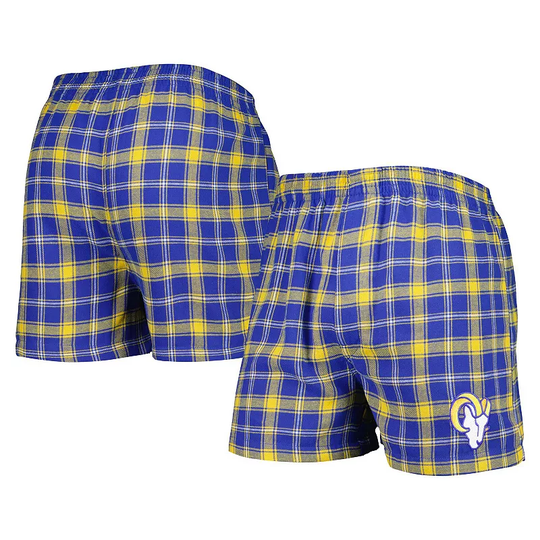 Men's Concepts Sport Royal/Gold Los Angeles Rams Ledger Flannel Boxers, Size: Small, Blue
