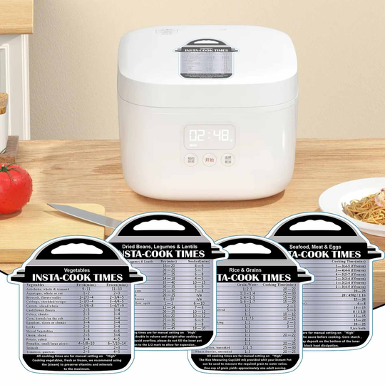 4Pcs Cooking Times Chart Efficient Clear Pattern PVC Magnetic Adsorption Fryer Reference Chart for Home