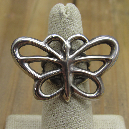 Vintage Sterling Silver Cast Butterfly Ring Size 6.5