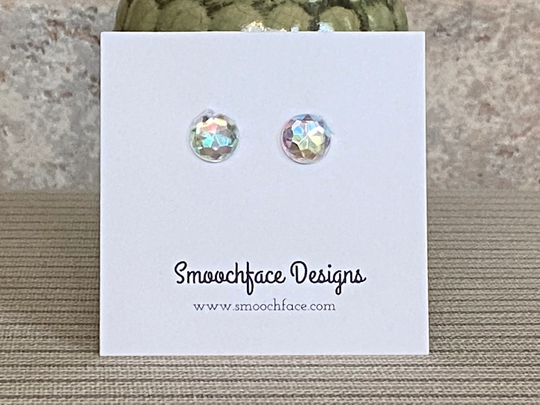 Iridescent Crystal Clip On Earrings