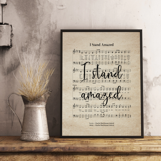 I Stand Amazed Hymn Wall Art Print Biblical Sheet Music Farmhouse Poster Home Decor Large