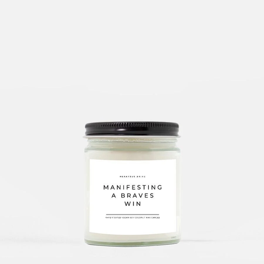 Manifesting A Braves Win Candle | Hand Poured 9 Oz. Sports Gift Candle, Smells Like Scented Atlanta, Mlb Team