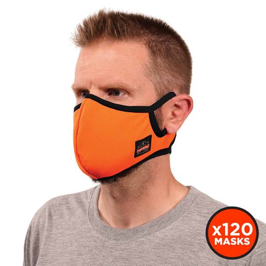 Ergodyne 120-Pack Reusable Cotton Polyester Blend Not Rated Small/Medium All- Purpose Face Mask in Orange | 48867