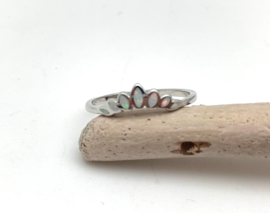 White Opal Silver Crown Ring 4, 5, 6, 8, 9 // Delicate Minimalist// Boho Best Selling 925 Sterling
