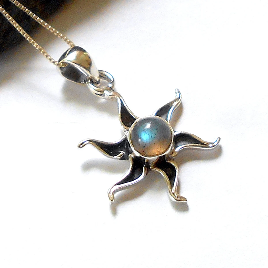 Labradorite Sterling Silver Sun Necklace Earthegy #2973