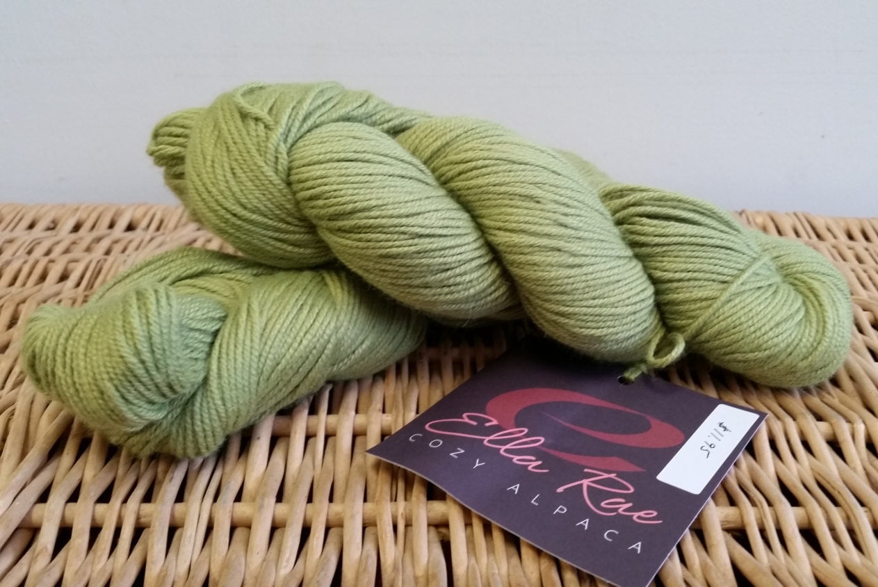 Worsted Alpaca Blend Yarn, Baby Ella Rae Cozy Alpaca, Avocado 05, Washable Yarn