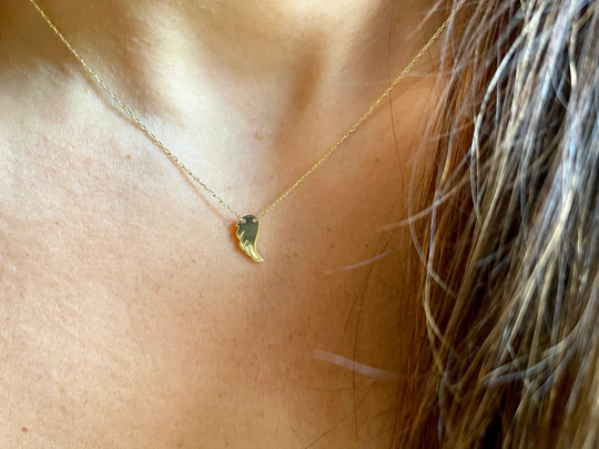 Small Angel Wing Necklace/14K Solid Gold Pendant