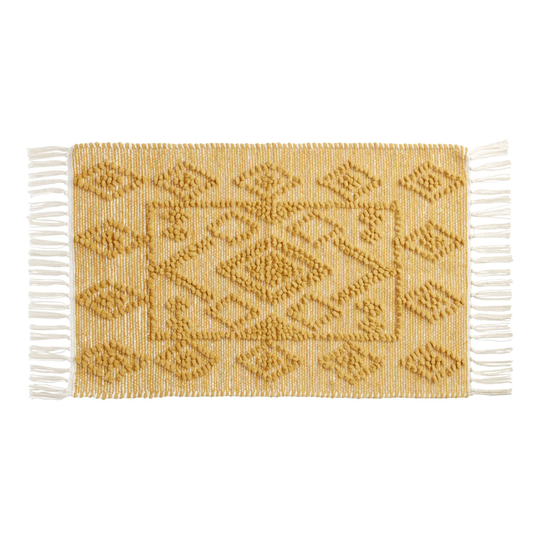 Ochre Yellow Textured Diamond Milani Bath Mat - Cotton by World Market