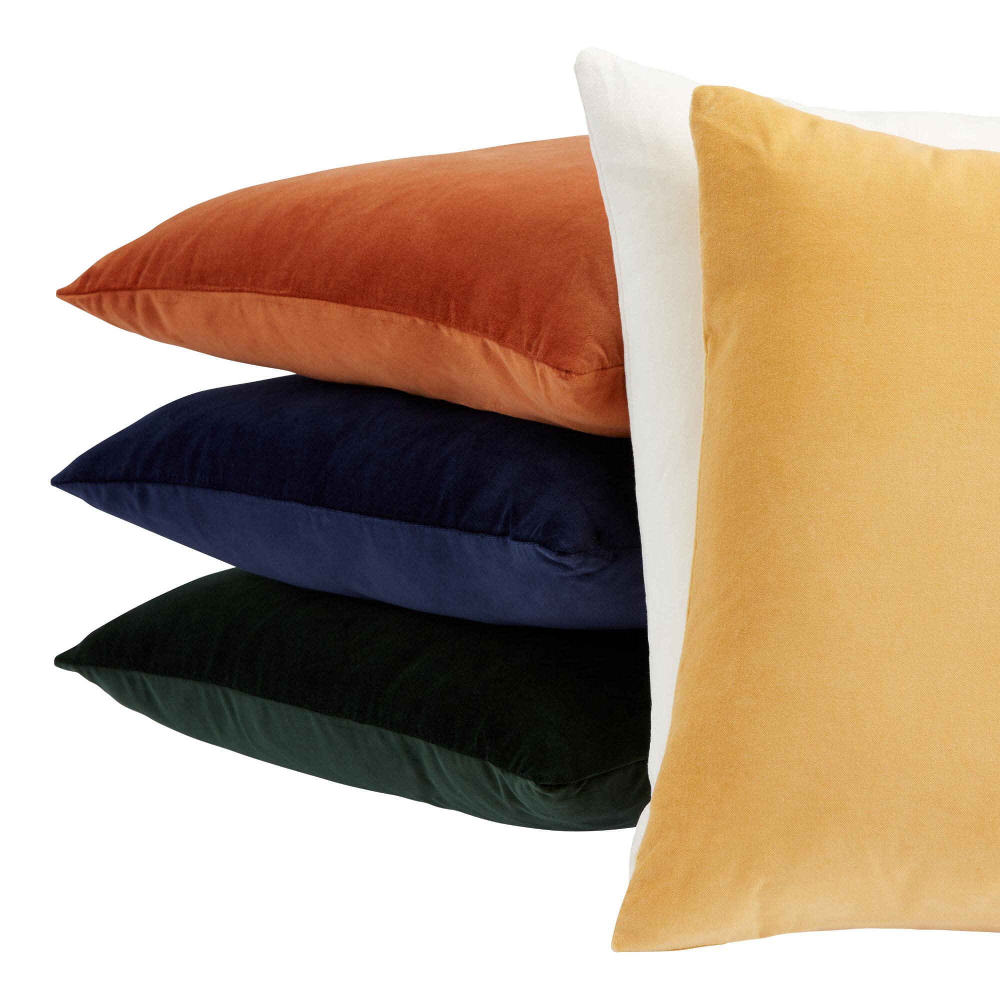 Velvet Throw Pillow: Orange - Cotton - 18" Square by World Market