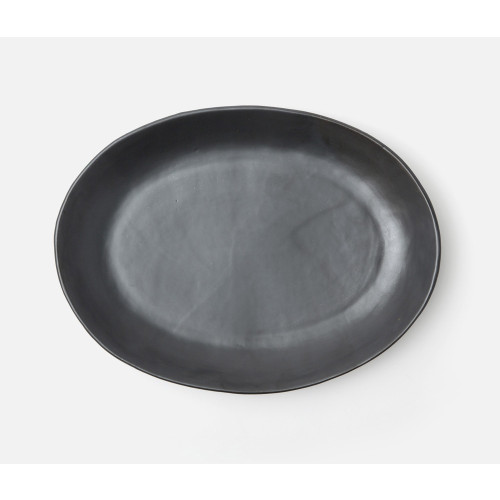 Blue Pheasant Marcus Black Glaze Oval Serving Platter Large, Pack Of 2