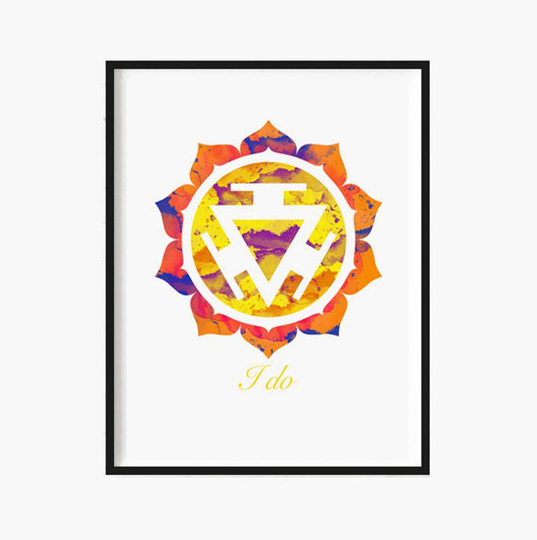Yoga Reiki Art Solar Plexus Chakra Mandala Metaphysical Healing Rainbow Watercolor Sacred Geometry Meditation Print Lotus
