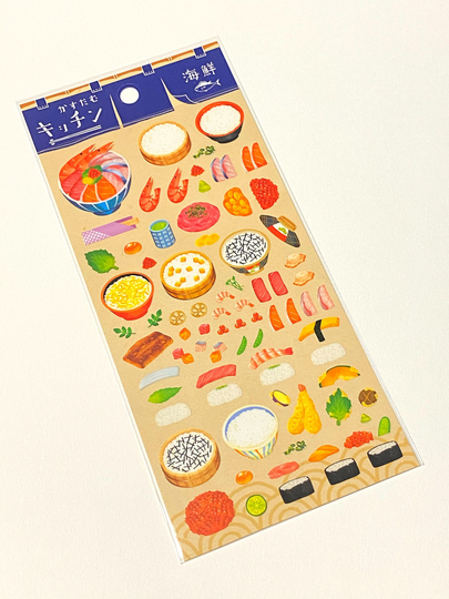 Novelty Japan Sticker Sheet Custom Kitchen Rice Bowl Donburi Play Set Japanese Cuisine Tempura Chirashi Sushi Seafood Fish Toppings Asian