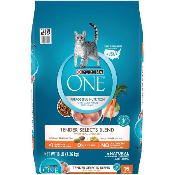 Purina One 16 lb Natural Dry Cat Food; Tender Selects Blend With Real Chicken