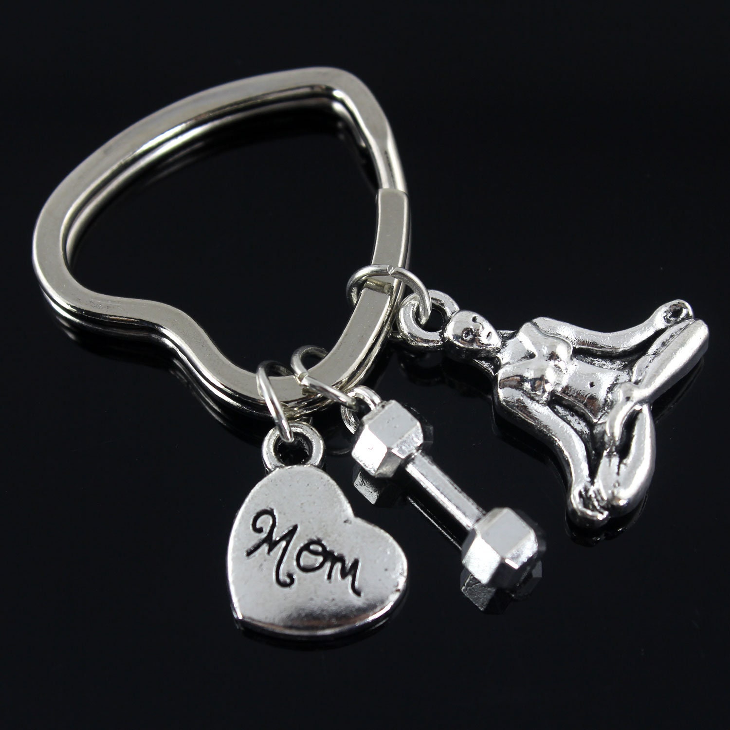 Barbell Keychain, Charm, Weight Lifting Keychain, Yoga Gift, Gift For Her