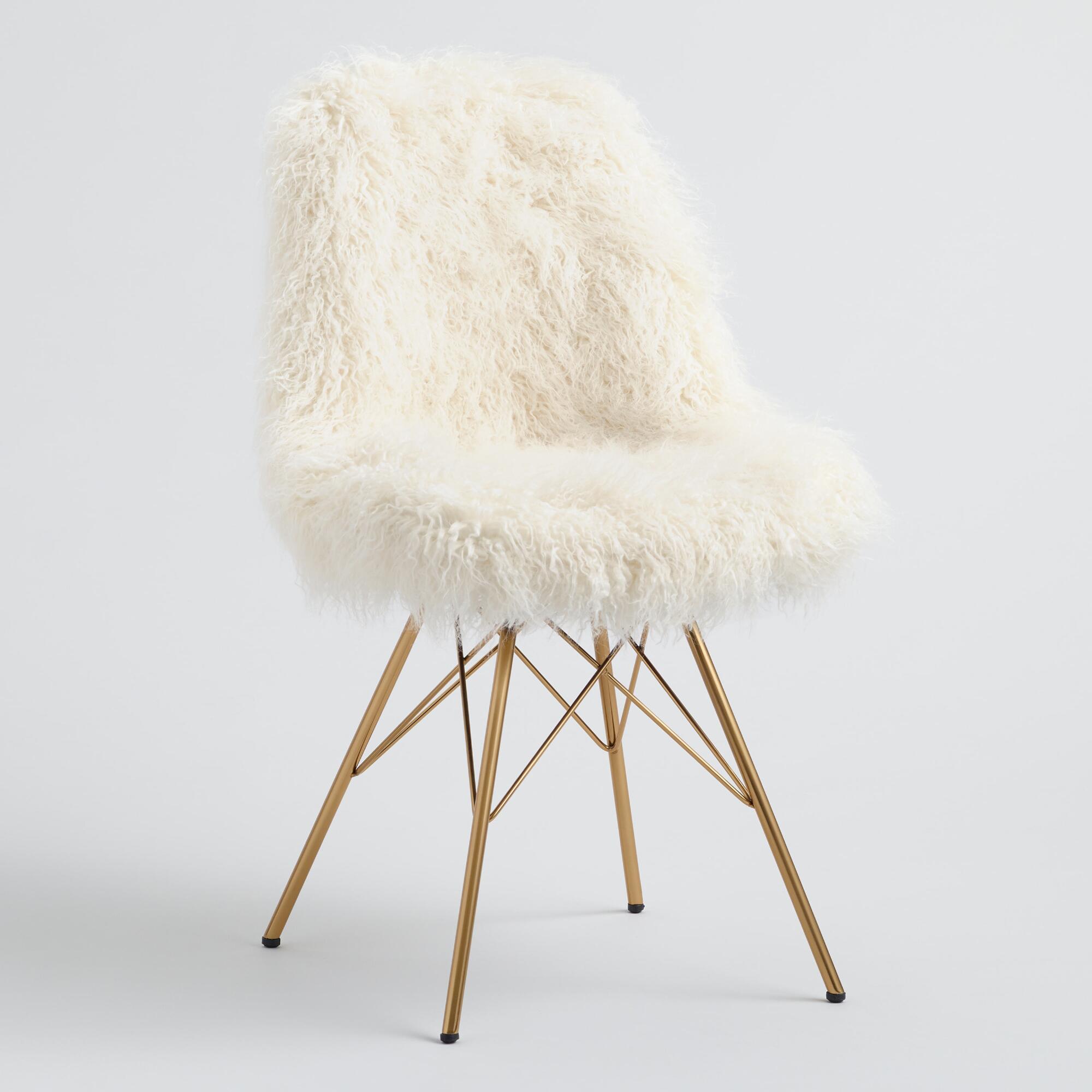 Ivory Faux Flokati Cypress Chair: Natural by World Market
