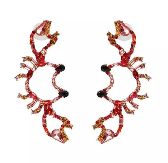 Rhinestone Crab Earrings - Handmade Jewelry, Earrings, Accessories, Cajun Seafood Dangle