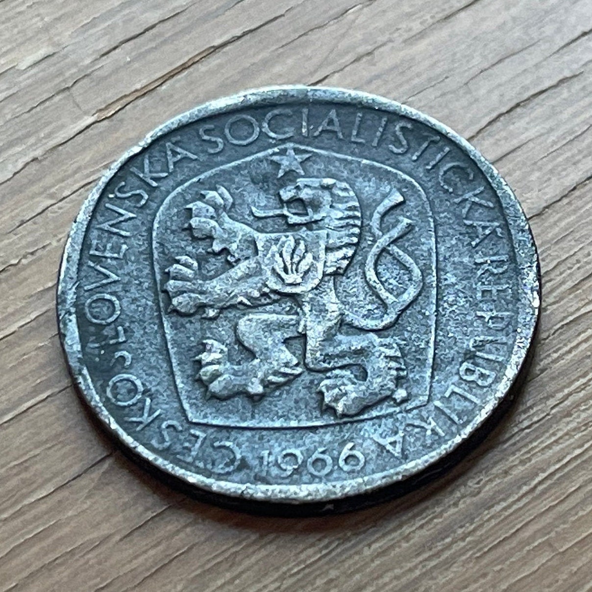 Rampant Lion 3 Koruny Czechoskovakia Authentic Coin Money For Jewelry & Craft Making | Used Fine Condition