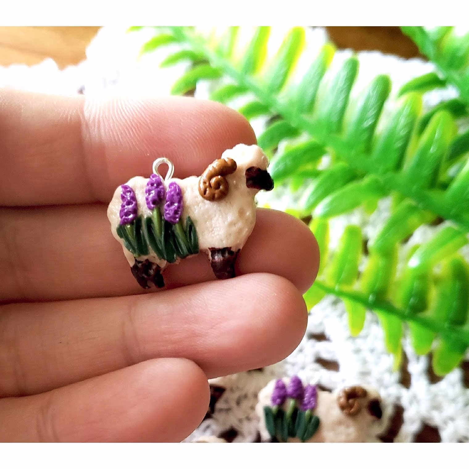 Preorder Lavender Ram Spring Nature Knitting Crochet Progress Keeper; Food Kawaii Charm; Stitch Marker; Polymer Clay Charms