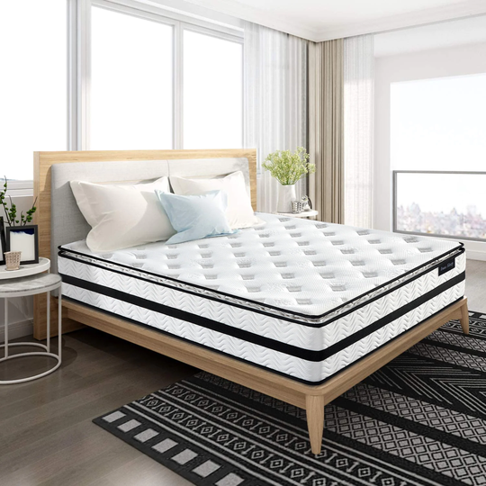 Lowe's 12-in Queen Hybrid Memory Foam/Coil Blend Pillow Top Mattress in a Box in White | VE12HY07Q