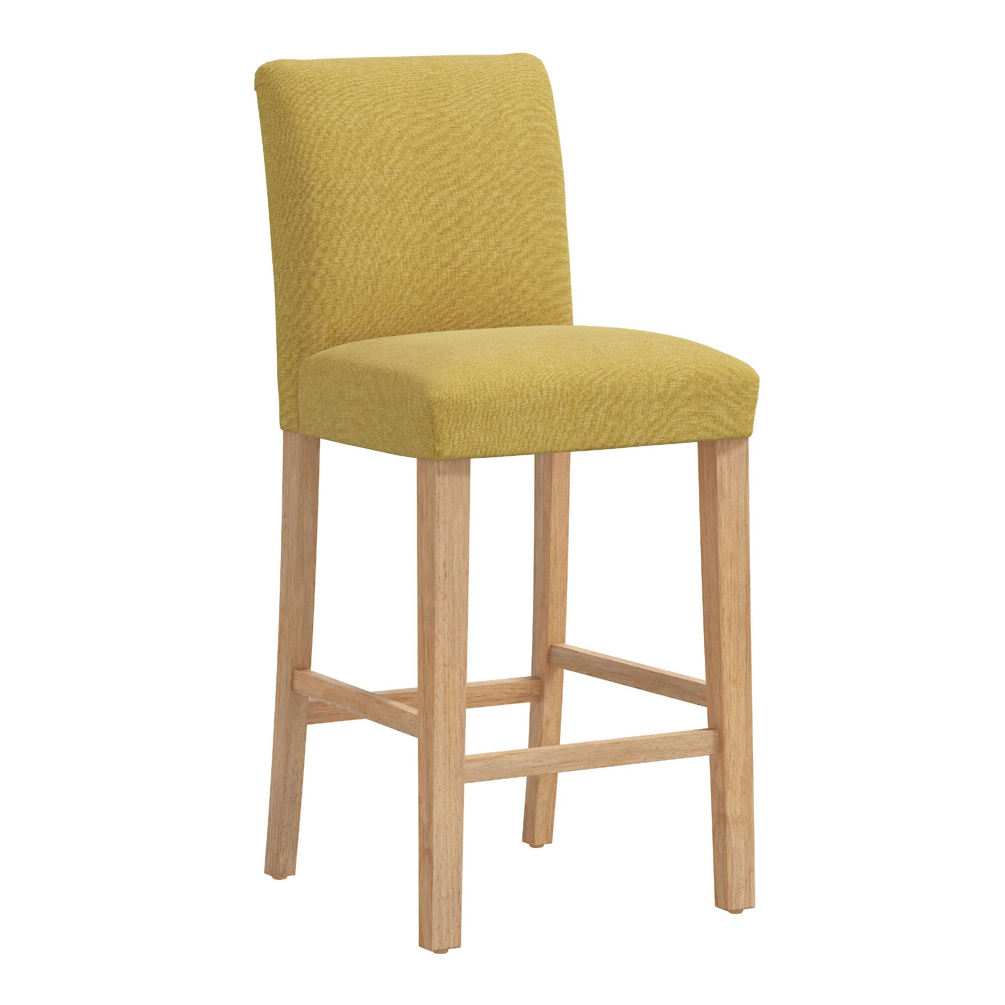 Linen Kerri Upholstered Barstool: Yellow by World Market