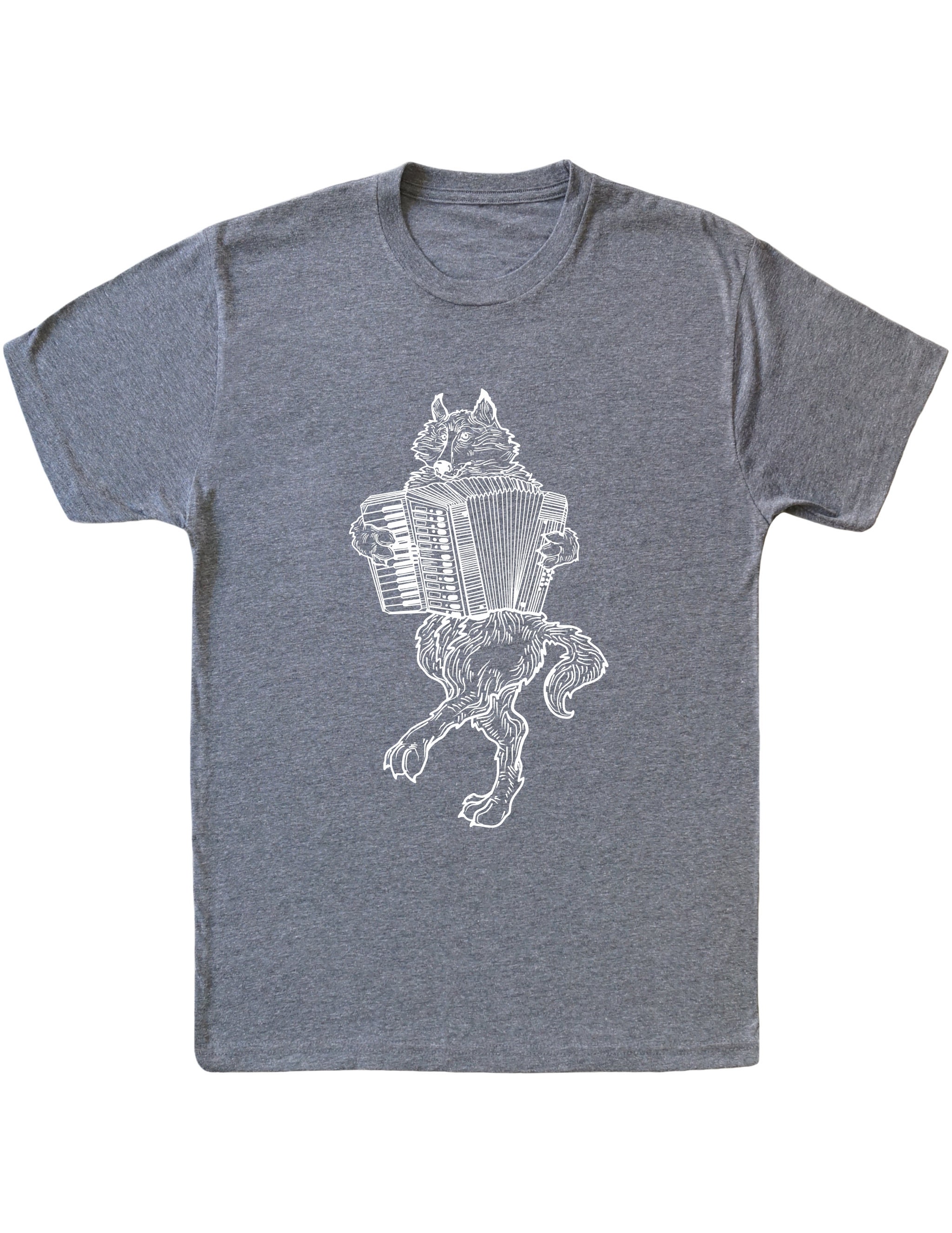 Wolf Playing Accordion Men's Tri-Blend T-Shirt Gift For Him, Boyfriend Birthday, Musician Shirt Gifts Men, Husband Seembo