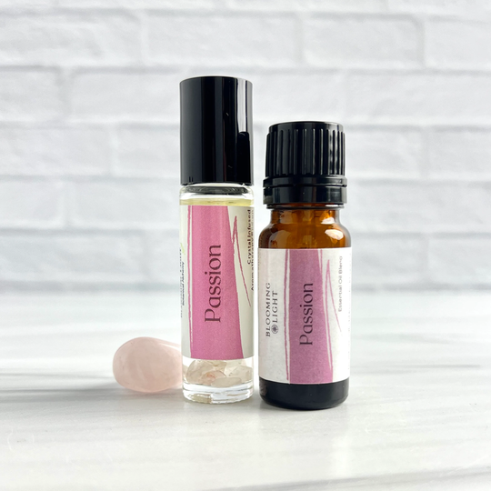 Passion Essential Oil Blends | Crystal Infused Aromatherapy For Stress Relief Available in Pure Or Roller