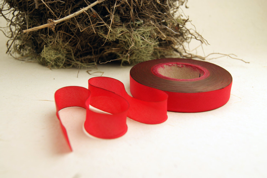 Hand Dyed Silk Ribbon 15mm 5/8" Blend 153 - 3 Yards Bias Cut Red Wisdom Holiday