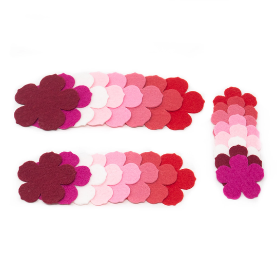 24 Emma Wool Blend Felt Die Cut Applique Flowers - Roses Are Red Colors