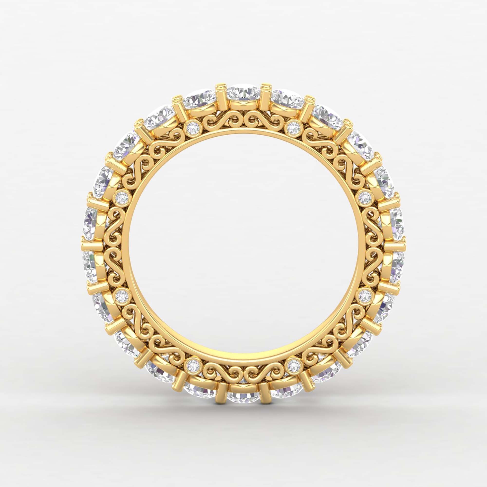 Full Eternity Diamond Ring, Art Deco Band, Solid Gold Genuine Rings For Women