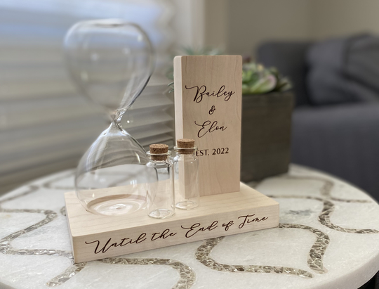 Unity Sand Ceremony Set With Hourglass - Couples Blended Family Together We Make A Beach Wedding