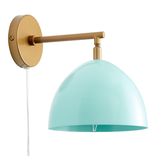 Aqua and Brass Metal Adjustable Wall Sconce: Blue/Gold by World Market