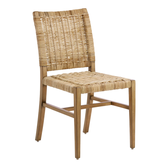 Natural Rattan and Wood Amolea Dining Chair Set of 2: Brown/Natural by World Market