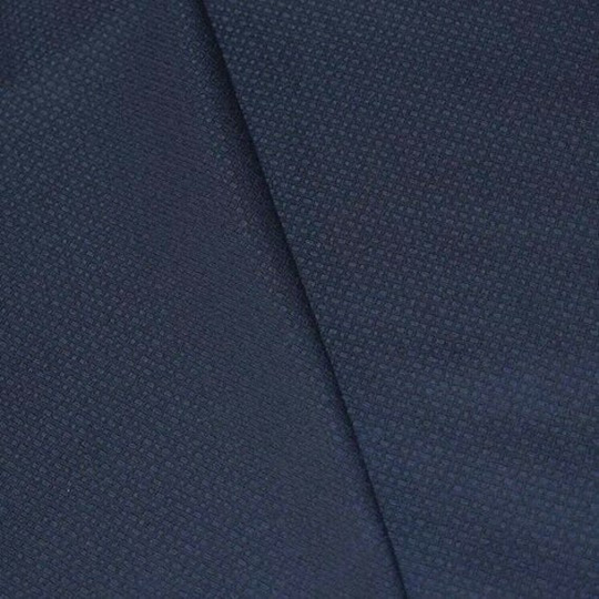 Deep Blue Wool Blend Dobby Shirting, Fabric By The Yard