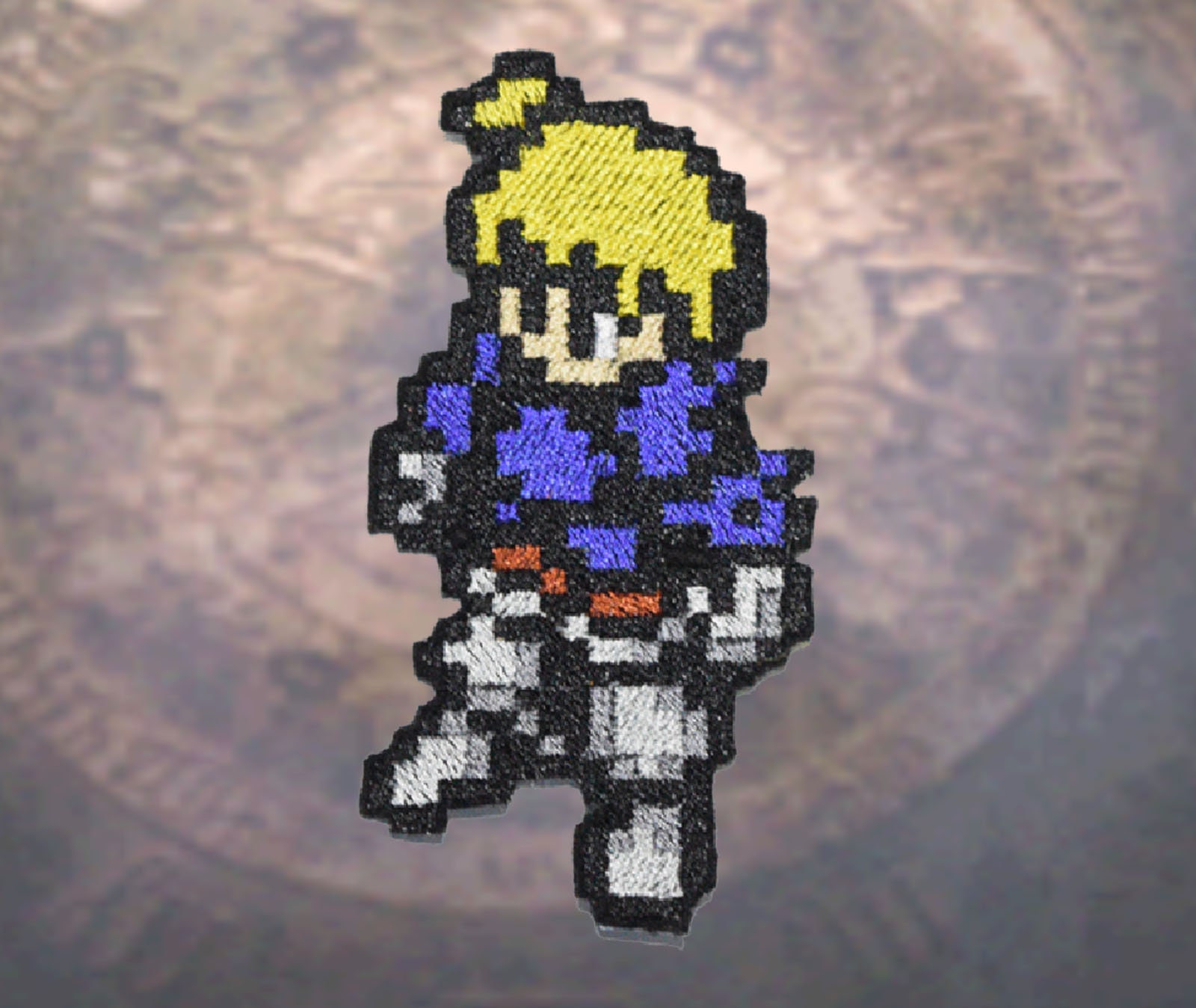 Ramza - Iron On Patch. Pixel Art Final Fantasy Tactics Shiny Metallic Embroidery