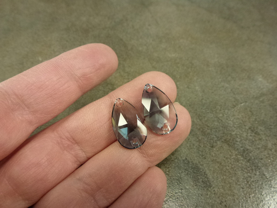 4Pc Crystal/Montana Blend Swarovski Crystal 3230 Sew On Pear 18x10.5mm Flat Back Stone