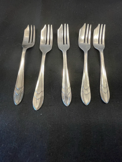 Five Vintage M.s. Ltd Epns Loxley Pastry Fork Sheffield England - 5" Long