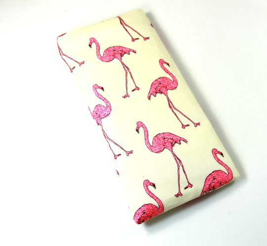 Flamingo Fabric Bag, Sunglasses Case, Eyeglasses Flamingo Design Pink Flamingo Snap Button Bag