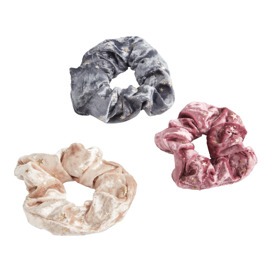 Gold Star Crushed Velvet Hair Scrunchies 3 Pack: Multi by World Market