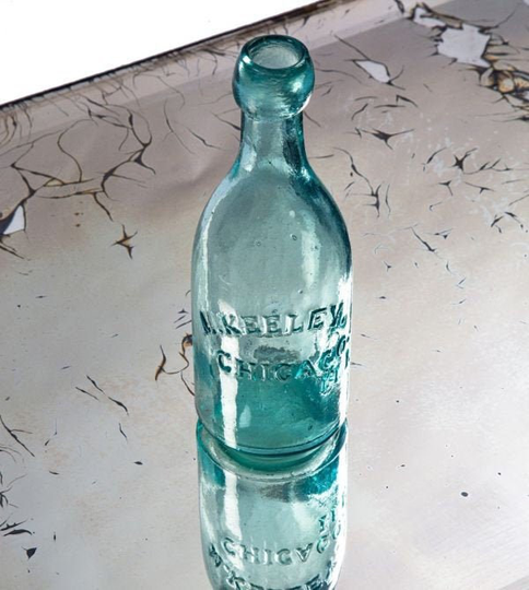 Original 1850S Antique American Iron-Pontiled Chicago Privy Dug Michael Keeley Soda Or Mineral Water Bottle